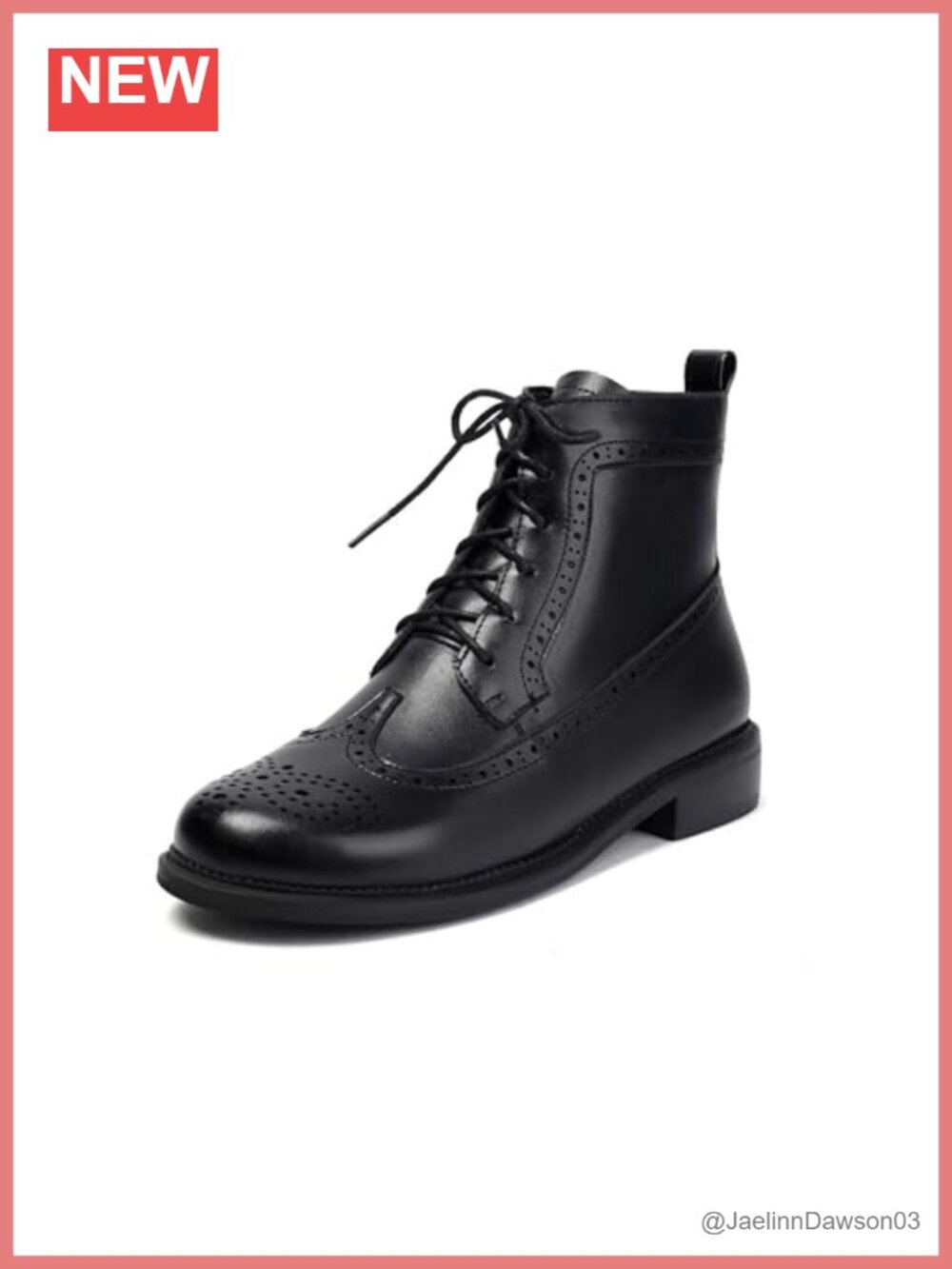 Women's Wingtip Oxford Combat Ankle Boots Side Zip Lace Up Low Heel Dressy